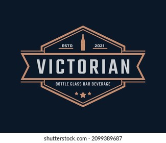 Luxury Vintage Retro Label Badge Emblem Floral Victorian Wine Bottle Glass Bar Beverage Logo Design inspiration