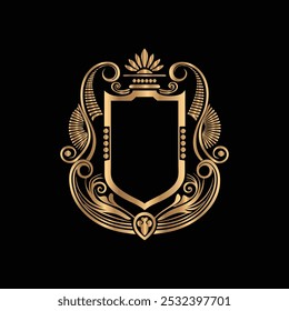 Luxury vintage shield logo template. Elegant heraldic design.
