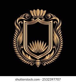 Luxury vintage shield logo template. Elegant heraldic design.
