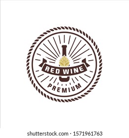 Luxury vintage style wine theme logo. Elegant logotype template Emblem for wine , restaurant menu, winery branding. Wine logo with a vintage Idea, Elegant Vintage Retro Badge Label Emblem Logo design 