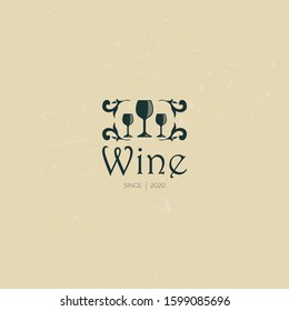 Luxury vintage style wine theme logo. Elegant logotype template for winery, vineyard, wine shop.