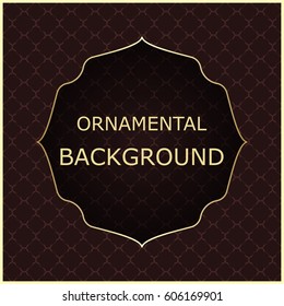 A luxury vintage vector card. Color background with beautiful ornaments and golden screen frame.