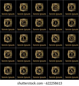 Luxury vintage vector set of  line design elements for logos, frames and borders for restaurant, hotel, boutique. Letters of the alphabet stylish monograms 