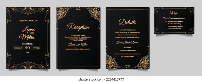 luxury vintage wedding invitation set