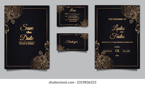 luxury vintage wedding invitation set