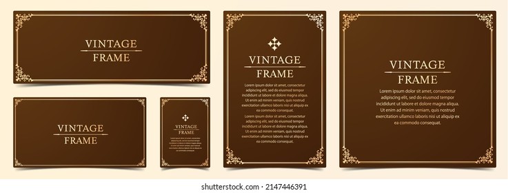 Luxury vintage-style frame design set Ruled line frame Wedding Vintage antique