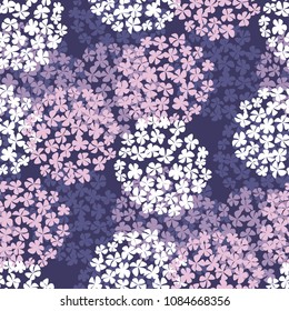 luxury violet hydrangea round bouquet seamless pattern. floral stock vector illustration. tile abstract rose color hydrangea flowers fabric, wrapping paper, background template.