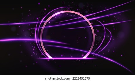 Luxury violet ring light background, Widescreen Vector Illustration