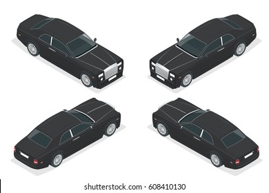 Luxury VIP car. Isometric vector representing an luxury car hire fleet or transportation
