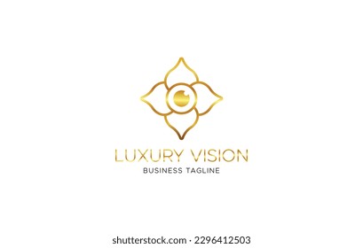 Luxury vision logo design vector template. golden eye logo.