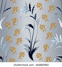 Luxury wallpaper with golden elements. Seamless pattern bg. Classical luxury old ornament, royal victorian seamless texture for wallpapers, textile, wrapping. Exquisite floral baroque template.