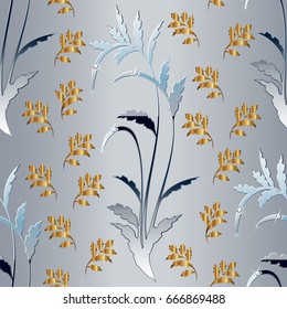 Luxury wallpaper with golden elements. Seamless pattern bg. Classical luxury old ornament, royal victorian seamless texture for wallpapers, textile, wrapping. Exquisite floral baroque template.