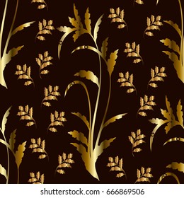 Luxury wallpaper with golden elements. Seamless pattern bg. Classical luxury old ornament, royal victorian seamless texture for wallpapers, textile, wrapping. Exquisite floral baroque template.