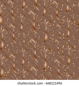 Luxury wallpaper with golden elements. Seamless pattern bg. Classical luxury old ornament, royal victorian seamless texture for wallpapers, textile, wrapping. Exquisite floral baroque template.
