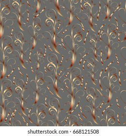 Luxury wallpaper with golden elements. Seamless pattern bg. Classical luxury old ornament, royal victorian seamless texture for wallpapers, textile, wrapping. Exquisite floral baroque template.
