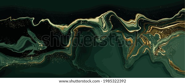 luxury wallpaper. Green marble and gold
abstract background texture. Dark green emerald marbling with
natural luxury style swirls of marble and gold
powder.