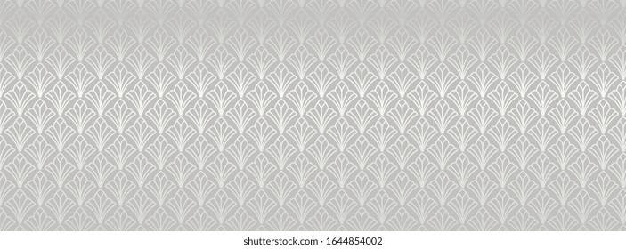 Luxury Wallpaper Vector. Silver Fabric design texture with 17:9 size. Art decoration with Geometric pattern consisting of lines, Trendy style background for Wrapping paper, cover background and print.