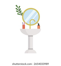 Luxury washbasin. Modern washbowl. Hotel washbasin. Bathroom equipment. Wash room. Washstand illustration