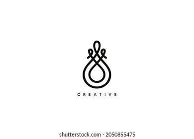 Luxury Water Drop with Simple Lines Logo Design. Creative vector based icon template.	
