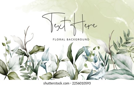 luxury watercolor leaves frame floral background