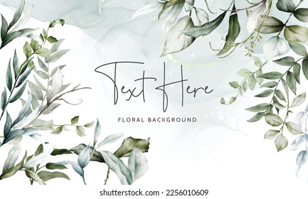 luxury watercolor leaves frame floral background