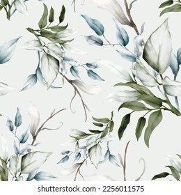 luxury watercolor leaves seamless pattern design