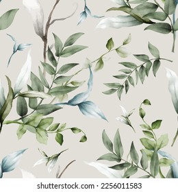 luxury watercolor leaves seamless pattern design