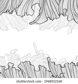 Luxury wave line art vector background. Top and bottom border with space for text. Minimalist modern contour drawing. Design for invitation background, packaging design, fabric and print