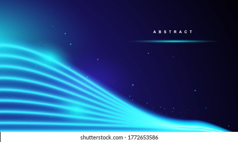 Luxury wave line vector abstract modern shiny blue color design element with glitter effect.