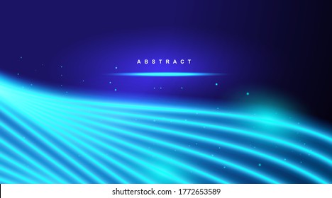 Luxury wave line vector abstract modern shiny blue color design element with glitter effect.