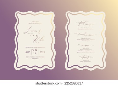 Luxury Wavy Edge Wedding Invitation card background. Abstract art background vector design for wedding and vip cover template