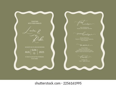 Luxury Wavy Edge Wedding Invitation card background. Abstract art background vector design for wedding and vip cover template