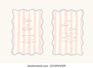 Luxury Wavy Edge Wedding Invitation card background. Abstract art background vector design for wedding and vip cover template