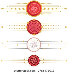 Luxury wax seal collection featuring decorative vintage stamp emblems and elegant ornamental branding elements for invitation certificate and graphic design