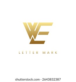 Conception du logo de luxe WE EW Monogram - Lettermark Golden Gradient, Symbole des initiales élégantes modernes, Icône de marque Premium.