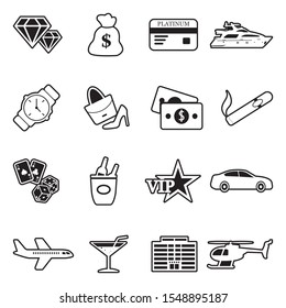 Luxury, Wealth Icons. Line With Fill Design. Vector Illustration.