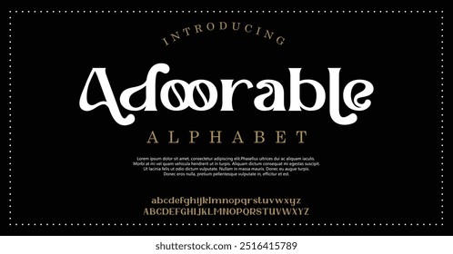 Luxury wedding alphabet font. Typography decorative elegant classic lettering serif fonts vintage retro for logo. vector illustration