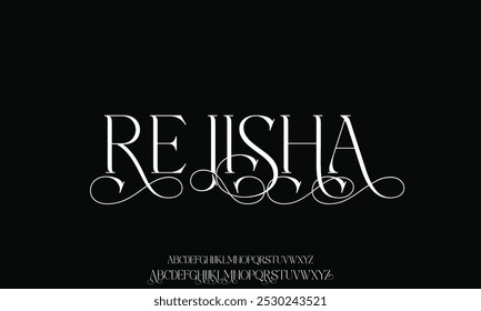 Luxury wedding alphabet font. Typography decorative elegant classic lettering serif fonts vintage retro for logo. vector illustration