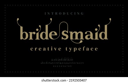 Luxury wedding alphabet letters font and number. Typography elegant classic lettering serif fonts decorative vintage retro concept. vector illustration