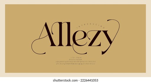 Luxury wedding alphabet letters font with tails. Typography elegant classic serif fonts and number decorative vintage retro concept for logos branding. vector illustration