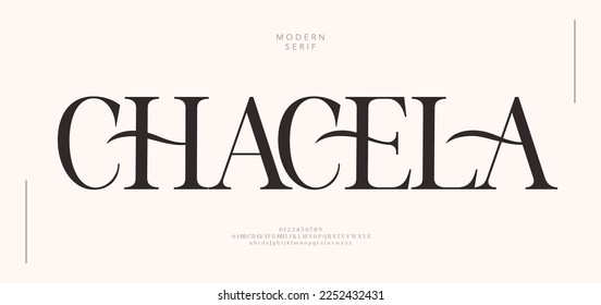 Luxury wedding alphabet letters font and number. Typography elegant classic lettering serif fonts decorative vintage retro with tails concept. vector illustration