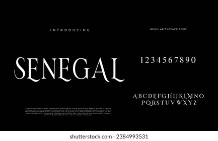 Luxury wedding alphabet letters font with tails. Typography elegant classic serif fonts and number decorative vintage retro concept for logo branding. vector illustration