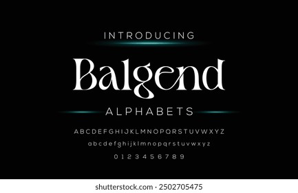 Luxury wedding alphabet letters font with tails. Typography elegant classic serif fonts and number decorative vintage retro concept for logo branding.