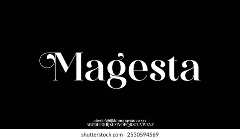 Luxury wedding alphabet letters font with tails. Typography elegant serif fonts and number decorative vintage retro concept for logos branding. vector illustration