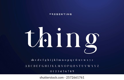 Luxury wedding alphabet letters font with tails. Typography elegant classic serif fonts and number decorative vintage retro concept for logo branding. vector illustration