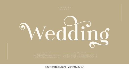 Luxury wedding alphabet letters font with tails. Typography beautiful fashion elegant classic letters serif italic fonts decorative wedding vintage blossom logos. vector illustration
