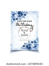 Luxury wedding invitation card background with art flower and botanical leaves, Organic shapes, Watercolor. Abstract art background vector design for wedding and premium cover template.