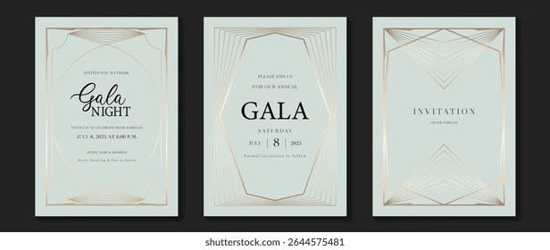 Luxus-Hochzeit Einladung Karte Hintergrund Vektor. Goldene, elegante, goldgewellte Linien auf hellem Hintergrund. Premium-Design-Illustration für Hochzeit und Vip-Cover-Vorlage, Banner, Poster.