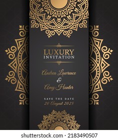 Luxury Wedding Invitation Card Design Vector Template for Wedding, Invitation, Birthday, Greetings, Party