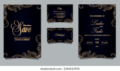 luxury wedding invitation card design set